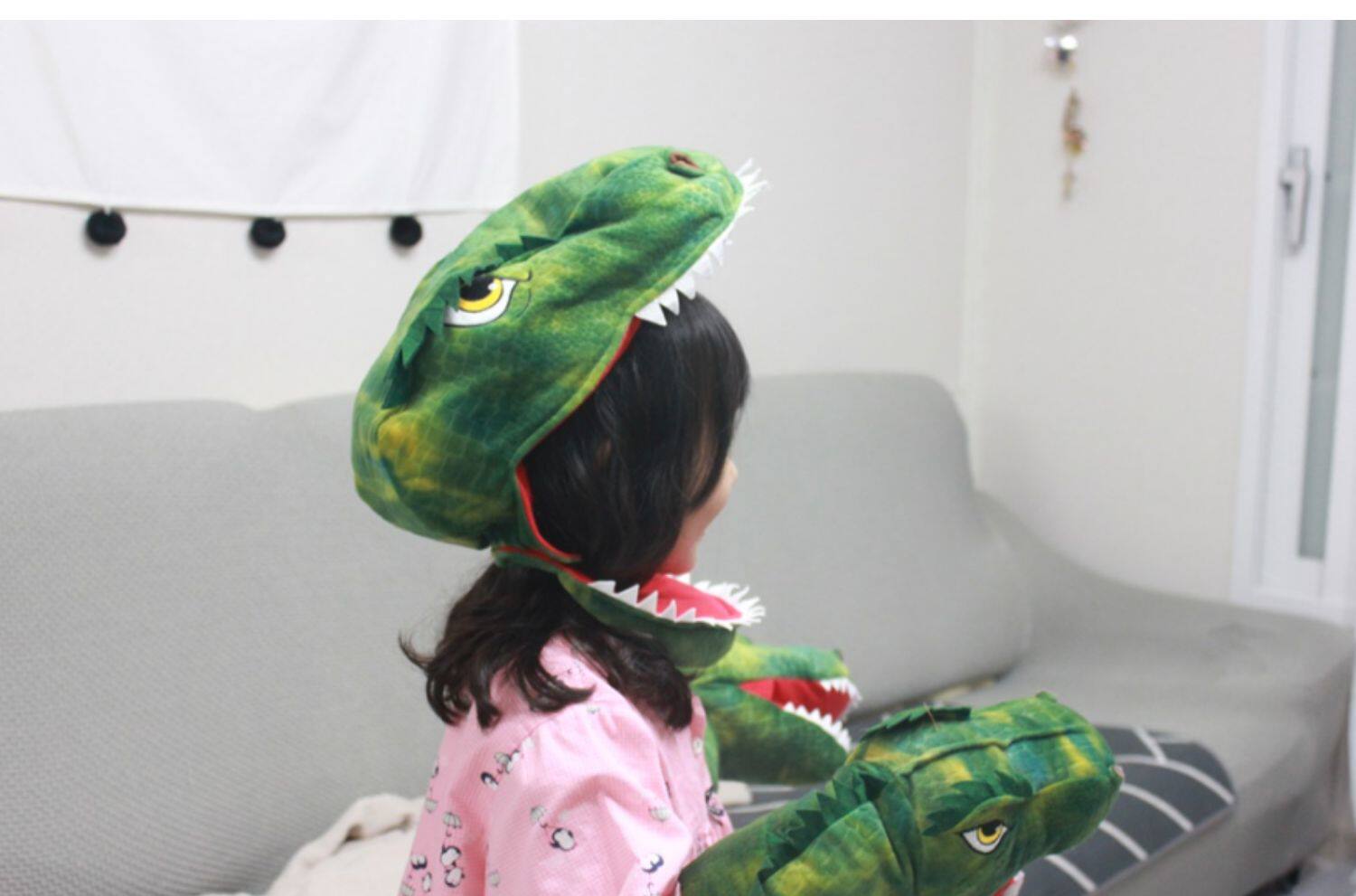 韩国toytron儿童卡通恐龙帽子特暴龙头饰卡通头套仿真动物装扮_姐馋