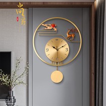 New Chinese Enamel Color Greeting Guest Pine Pure Bronze Hanging Bell Quartz Clock Table Living Room Home Creative Decoration Art Hanging Watch