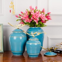 Z048 Jingdezhen Ceramic ware New Chinese living room sample room New house Residence Decoration Goods Furnishing Storage Tank Pendulum