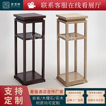 New Chinese solid wood flower stand simple shelf balcony bonsai frame modern living room with a few sides of Zen furniture