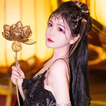 Ancient style Hanfu photo props creative ancient costume Dunhuang style photography hand props flower simulation golden lotus lotus