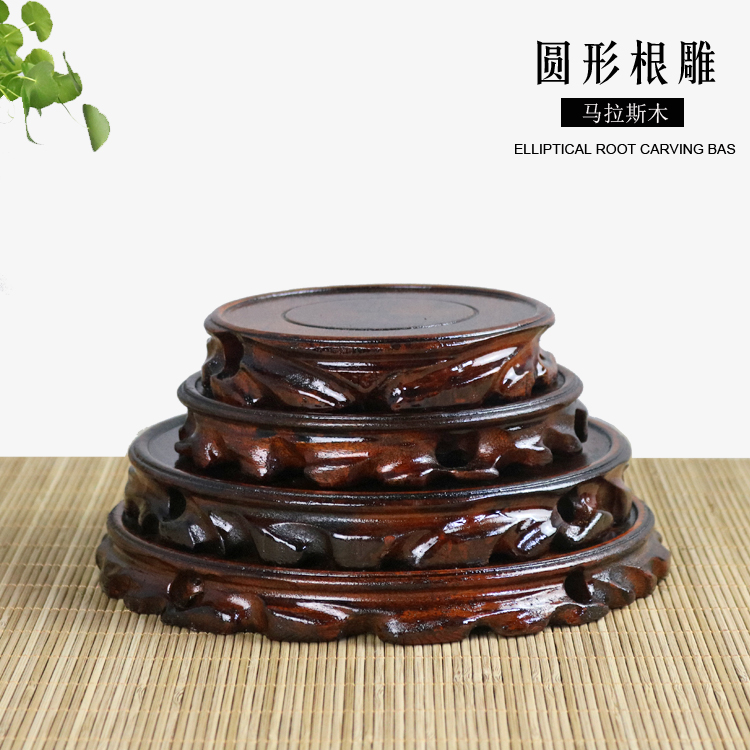 Solid wood brackets furnishing articles stone stone teapot potted vase flowerpot censer Buddha wooden mahogany round base