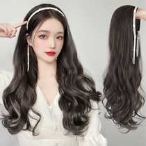 Hair hoop wig female long hair u-shaped half-hood can disassemble the red long wig wigs simulated full-haired human hair cover