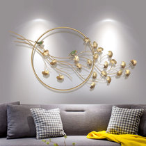 Light luxury wall decoration Bedroom living room Wrought iron pendant Sofa background wall decoration New Chinese ginkgo biloba three-dimensional wall hanging