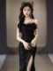 여성을위한 검은 이브닝 드레스 2025 새로운 고급 스타일의 유명 인사 연례 회의 스팽글 서스펜더 피쉬 테일 스커트 라이트 럭셔리 틈새 틈새 주요 고급 여성을위한 검은 이브닝 드레스 2025 새로운 고급 스타일의 유명 인사 연례 회의 스팽글 서스펜더 피쉬 테일 스커트 라이트 럭셔리 틈새 틈새 주요 고급