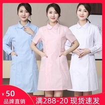 Nurse uniform long sleeve winter dress female round neck short sleeve summer dress white coat suit doll collar pharmacy work uniform white