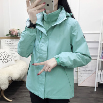 Showmen womens Tide brand Korea three-in-one detachable windproof waterproof thickening plus velvet autumn and winter mountaineering jacket men