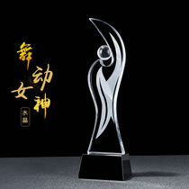 Crystal trophy custom-made creative lettering excellent staff sales champion team teacher honor high-end Medal