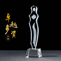 Boutique crystal trophy custom creative beauty goddess medal custom souvenir award gift free lettering