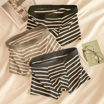 Three-pack mens underwear personality boxer pants striped comfortable and breathable boxer middle waist thin shorts men