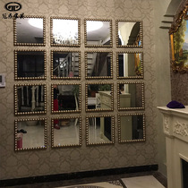 Decorative mirror European dining room living room soft wall Wall combination mirror dining side background wall Nine Palace grid space expansion mirror