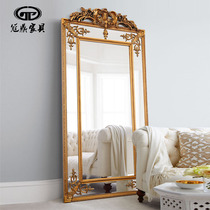 European style retro mirror carved full-length mirror cloakroom dressing mirror bedroom home fitting floor mirror Crown tripod custom