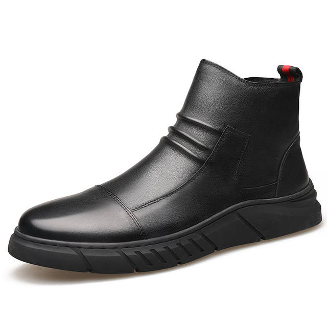 ເກີບໜັງງົວແທ້ ເກີບໜັງຜູ້ຊາຍ ເກີບໜັງຊັ້ນສູງ ເກີບໜັງອ່ອນຜູ້ຊາຍ ດູໃບໄມ້ລົ່ນ ແລະລະດູໜາວ Martin boots plus velvet warm shoes cotton shoes