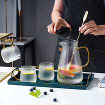 Creative living room household cold water jug Nordic light luxury wind cold water jug Glass high temperature resistant cold water cup set teapot