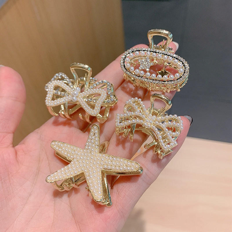 蝴蝶结发夹夏季头发夹子头饰后脑勺发抓女优雅小号侧边碎发抓夹