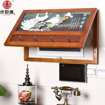 New Chinese meter box decorative painting switch box Main switch power supply Household jade carving painting solid wood distribution box Occlusion box