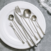 Tree can Old Time stainless steel tableware Western spoon household long handle spoon fruit fork ice cream spoon vintage