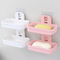 Cangqiang soap box wall-mounted creative double-layer hole-free household soap box bathroom drain soap box rack