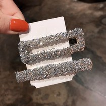 Girl hairpin word clip clip Retro simple womens square back of the head temperament rhinestone edge clip hairpin headdress