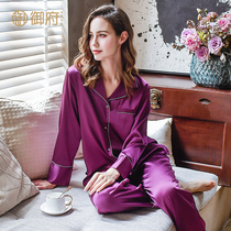 The Mifu brand 2021 new heavy pound mulberry silk pyjamas womens two suit Spring and autumn silk family clothes can be worn out