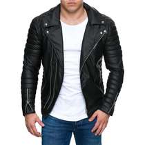 Winter New Men's Solid Color PU Motorcycle Leather Jacket Me