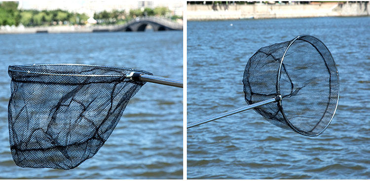 不锈钢抄网捞鱼网兜 钓鱼捞网抄鱼网 3米抄网杆 渔具用品 抄网头