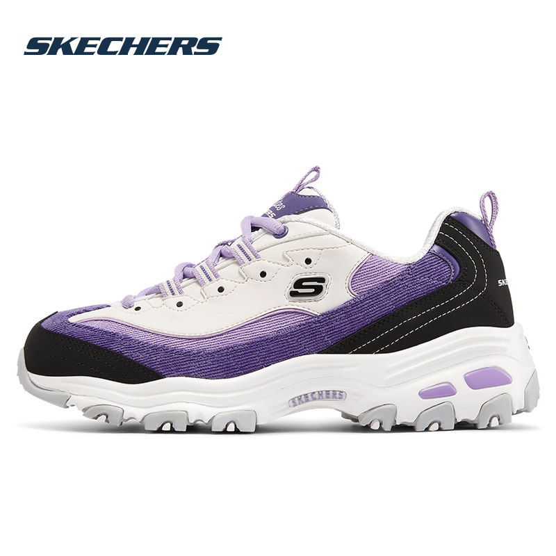 斯凯奇奶茶熊女鞋熊猫鞋官方旗舰厚底灯芯绒老爹鞋经典运动休闲鞋