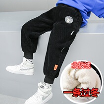 Huafge Boys Corduroy and Fluff Pants One Vushy Pants Fat Boys Winter Wear