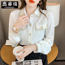 Early Spring White Snowspinning Shirt Woman 2022 New Fashion Ocean Shirt Temperament Long Sleeve Fastwear