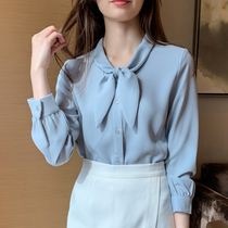 Light-cooked temperament standout snow-spinning blouses womens autumn clothes 2021 Fall new style retro long sleeve shirt 100 hitch