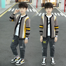 Boys' sweaters and open-shirt coat 2022 New Yanqi Winter Children's Needle Nutting Shirt Spring and Autumn Korean Version