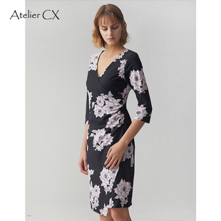 ATELIER CX法式复古裹身连衣裙收腰显瘦高冷御姐风成熟气质春装女