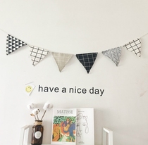 Nordic ins decoration Triangle hanging flag string flag fabric bunting Kindergarten room wall decoration hanging decoration hanging cloth