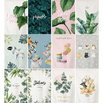 Door curtain Partition curtain punch-free short curtain Household occlusion room Bedroom cloth curtain Kitchen bathroom half curtain customization