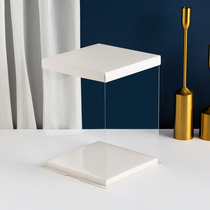 Cake box transparent 4 inch 6 inch 8 inch 10 12 inch double layer raised three in one birthday packaging box batch 50 sets