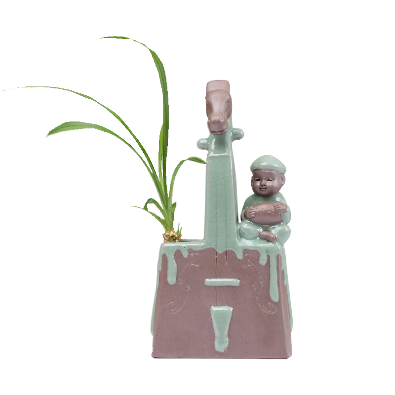 Creative money plant vase hydroponic plant flowers vessels to raise water basin, ceramic flower arranging container move decorative furnishing articles