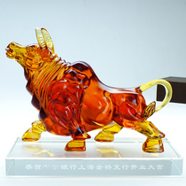 Auspicious source glazed cow ornaments high-end business gifts to customers souvenirs custom office financial decorations