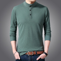 2019 autumn and winter new semi-high collar pullover mens clothes Korean casual soft trend solid color base shirt men