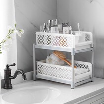 Design sense Kitchen countertop shelf Pull-out multi-layer finishing rack Plastic hollow shelf