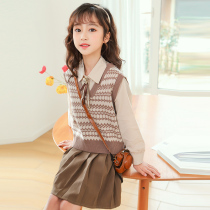 Girls  suit autumn 2021 new Western style autumn girls college style big boy 12-year-old childrens autumn skirt spring and autumn