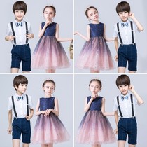 June 1 childrens chorus costume performance costume primary and secondary school students overalls suit recitation performance costume kindergarten school uniform