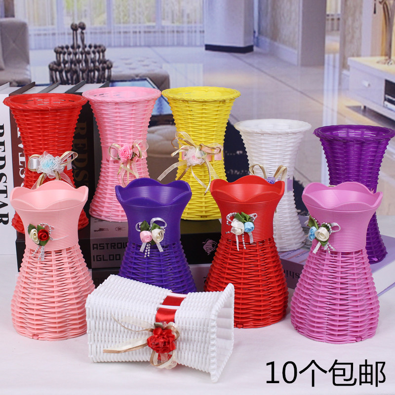 Flowers, artificial Flowers simulation plastic ceramic vase contracted see colour flower pot hand knitting basket flower baskets of silk Flowers, flower arranging barrels flower