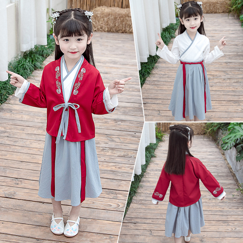 Boys Tang Suit for Kids GirlsHanfu spring Chinese suit long sleeve baby Tang costume children ancient costume super Fairy Princess Ru skirt