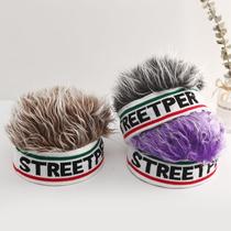 Net red short hair one-piece with wig on the hat Chauded in the street hippie Grandma grey tin paper perm