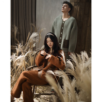 Coral velvet pajamas womens autumn and winter warm cashmere can be worn for mens winter padded velvet home suit