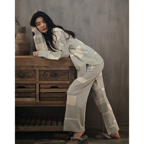 Pajamas women spring and autumn cotton loose long sleeve home clothes 2021 New Women autumn cotton can be worn outside suit