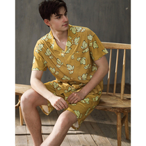 Pajamas men summer thin cotton 2021 New Men spring and summer short sleeve shorts cotton set home clothes