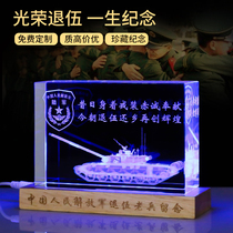 Send comrades gifts veterans souvenirs soldiers luminous military custom lettering Crystal tank model