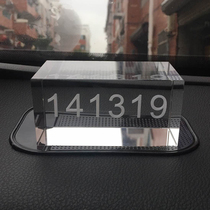 141319 Crystal Cube car ornaments square glass base can be carved inside engraved number text