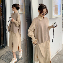 Pregnant Woman Spring Dress Dress Dress Suit Outwear Fashion Style Net Red 2022 New Knit Machia Two Sets Spring Autumn Season